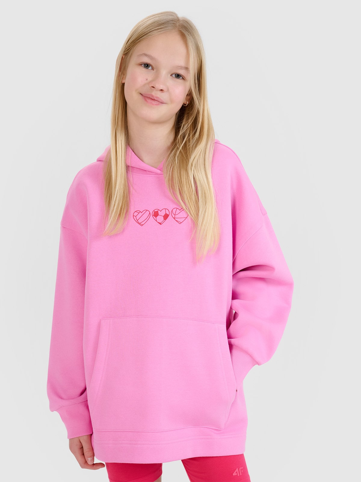 Sportinis neatsegamas, džemperis su gobtuvu mergaitėms - rožinis