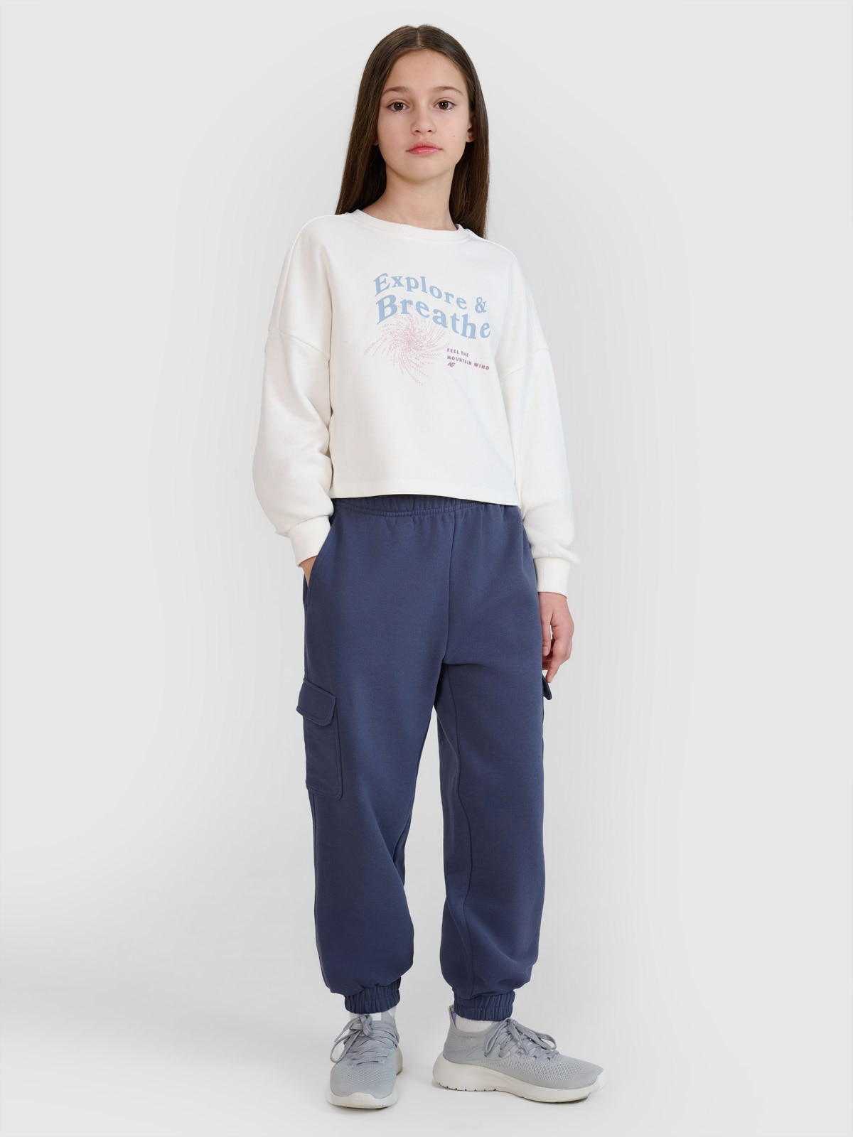 Sportinės jogger kelnės mergaitėms - pilkos