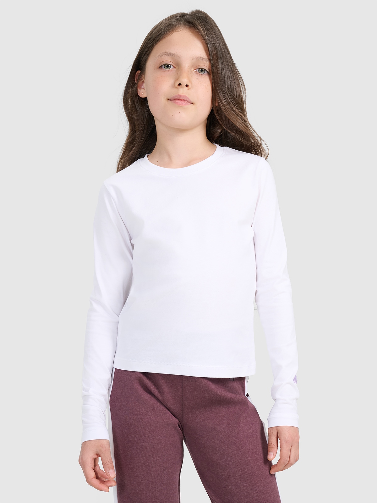Longsleeve slim lygus marškinėliai mergaitėms - balti