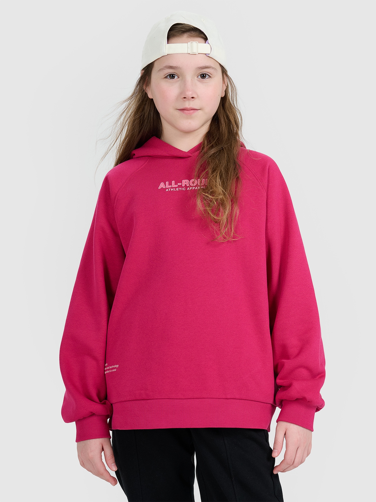 Sportinis neatsegamas, džemperis su gobtuvu mergaitėms - rožinis