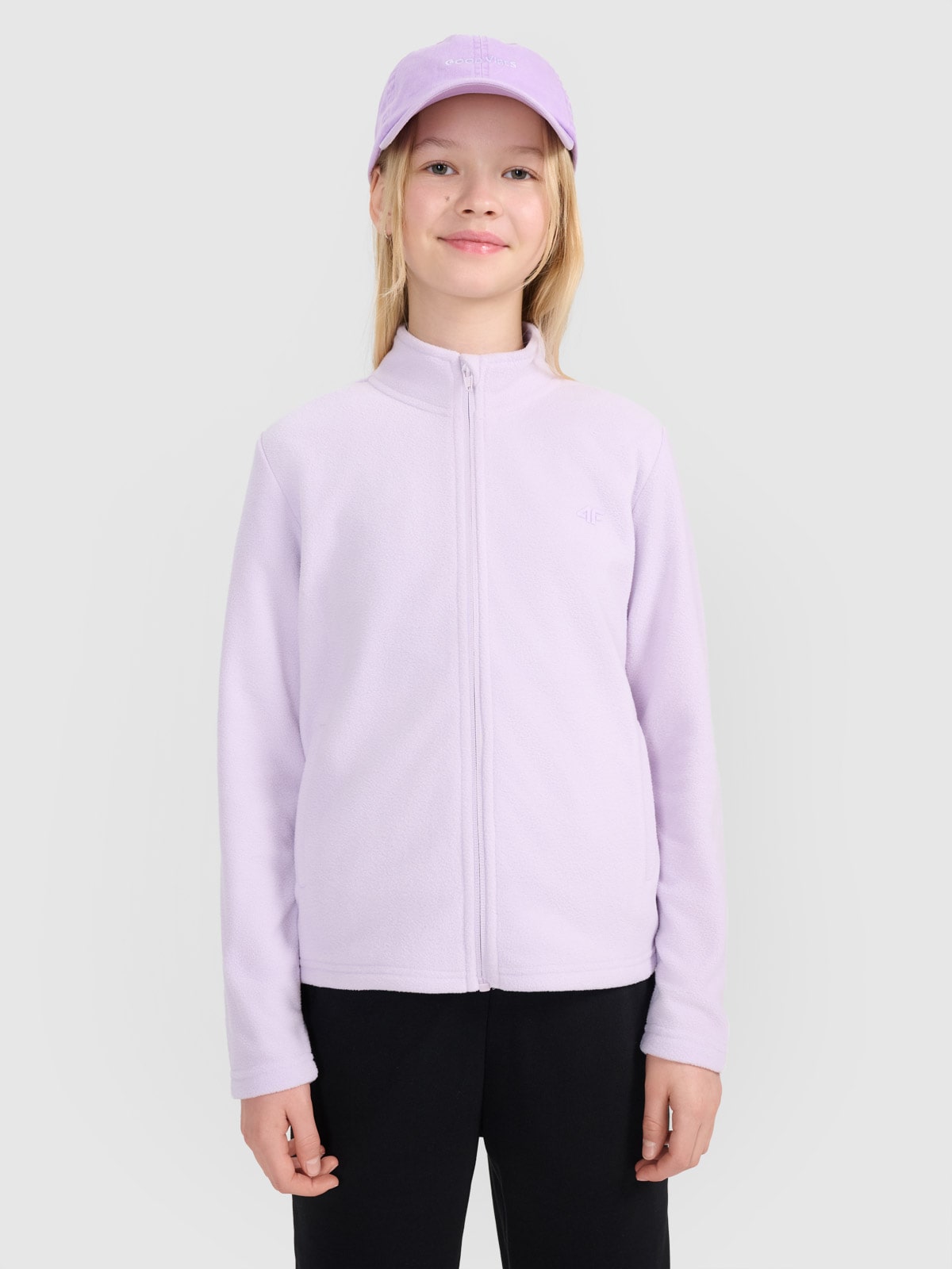 Flisas slim su apykakle mergaitėms - violetinis