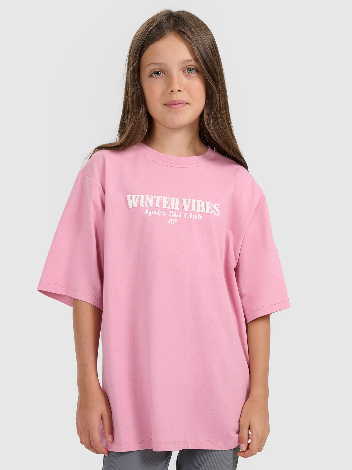 T-shirt regular marškinėliai su spauda mergaitėms - rožiniai