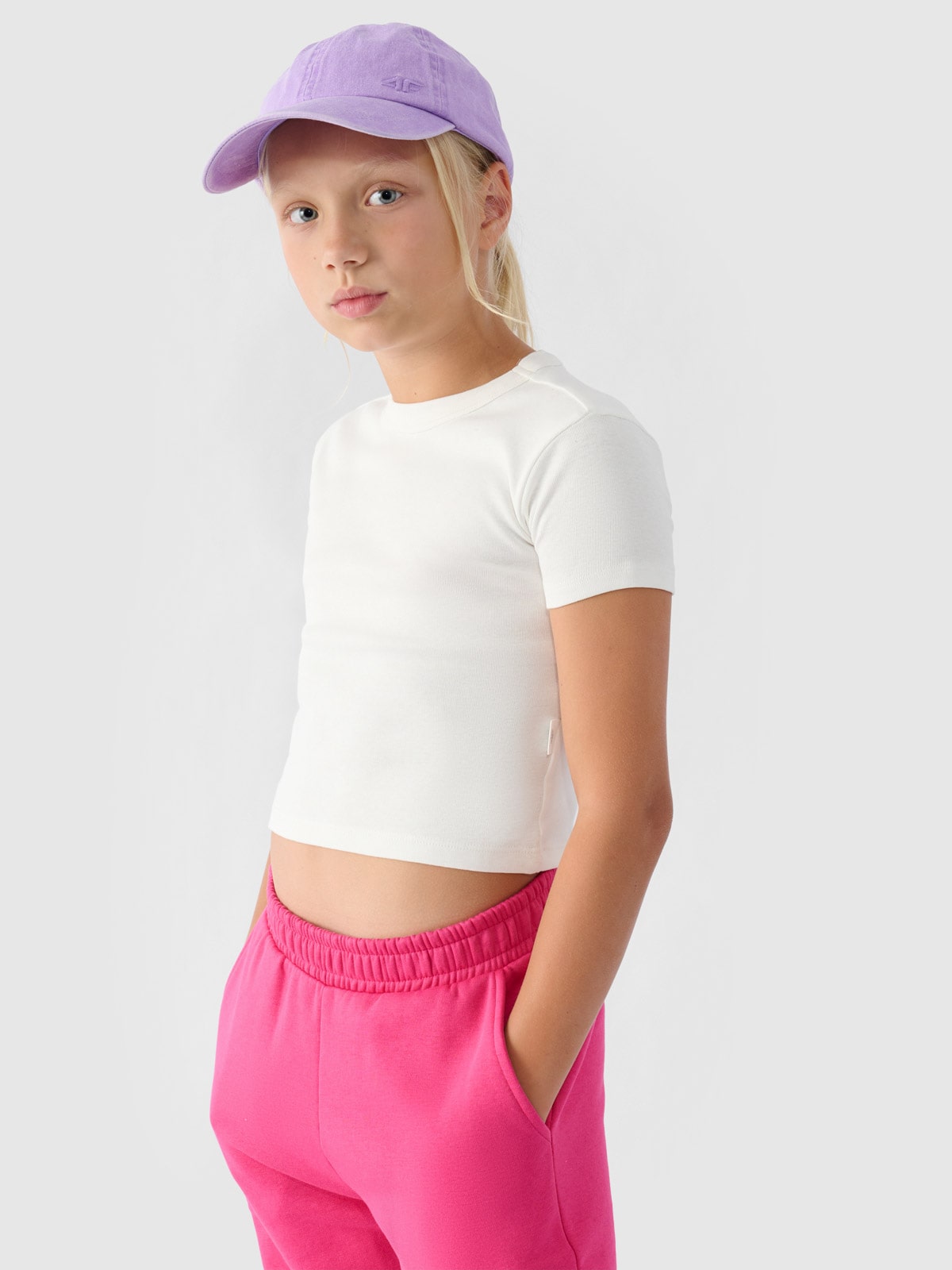 Vaikiški T-shirt marškinėliai lygus - balkšvi