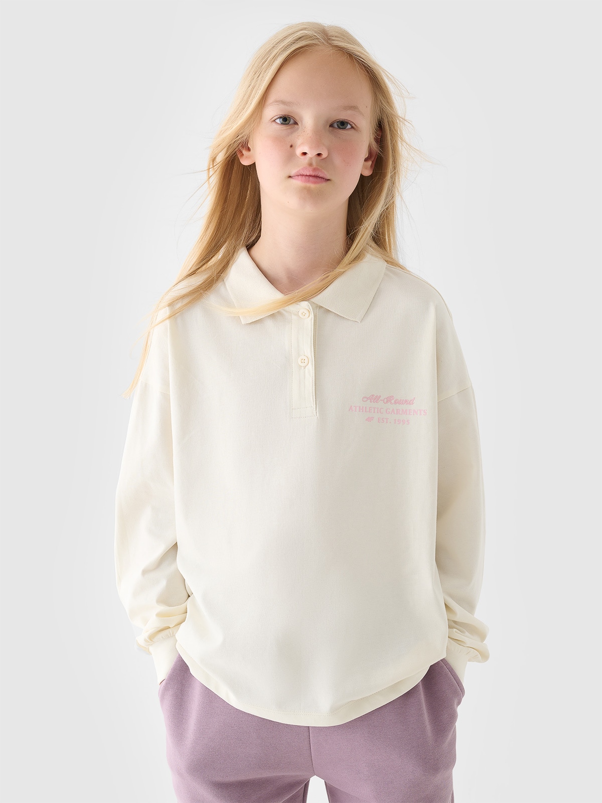 Longsleeve lygūs marškinėliai mergaitėms - balti