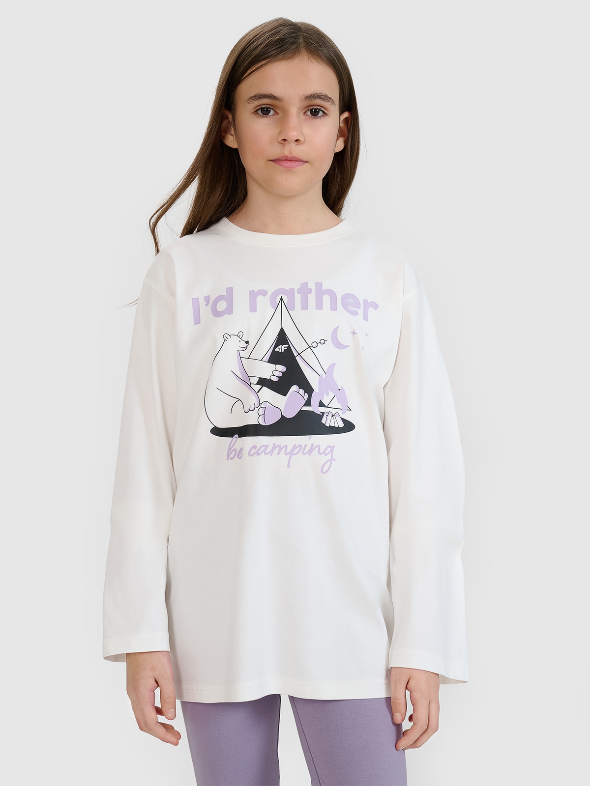 Longsleeve oversize marškinėliai su spauda berniukams - balti