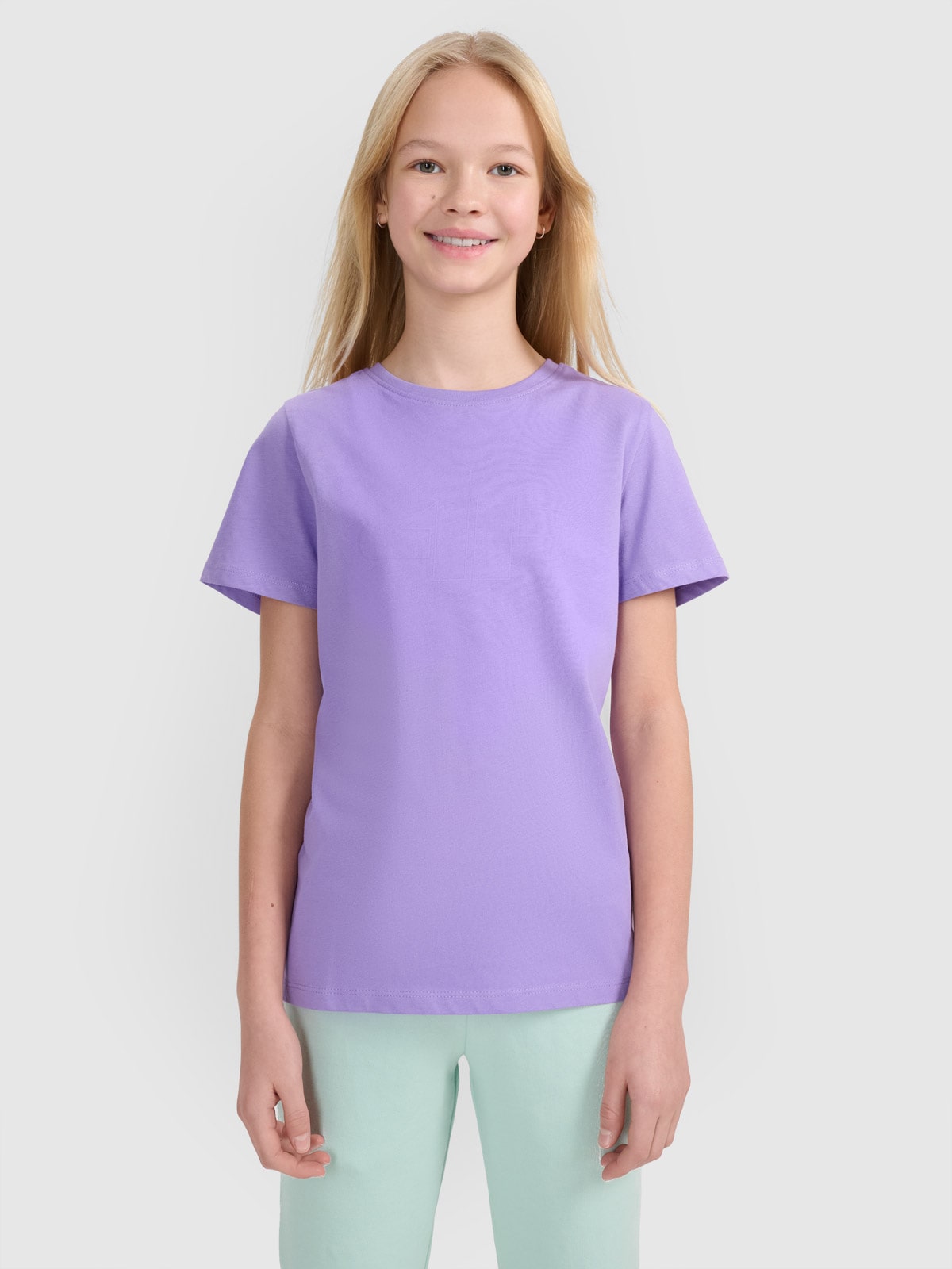 T-shirt regular marškinėliai su spauda mergaitėms - violetiniai