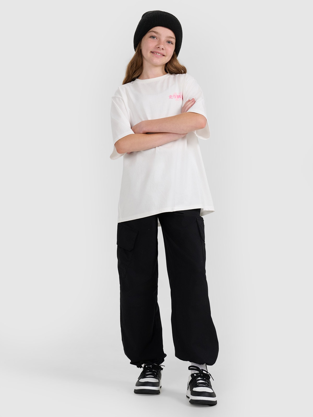 Casual cargo kelnės mergaitėms - juodos