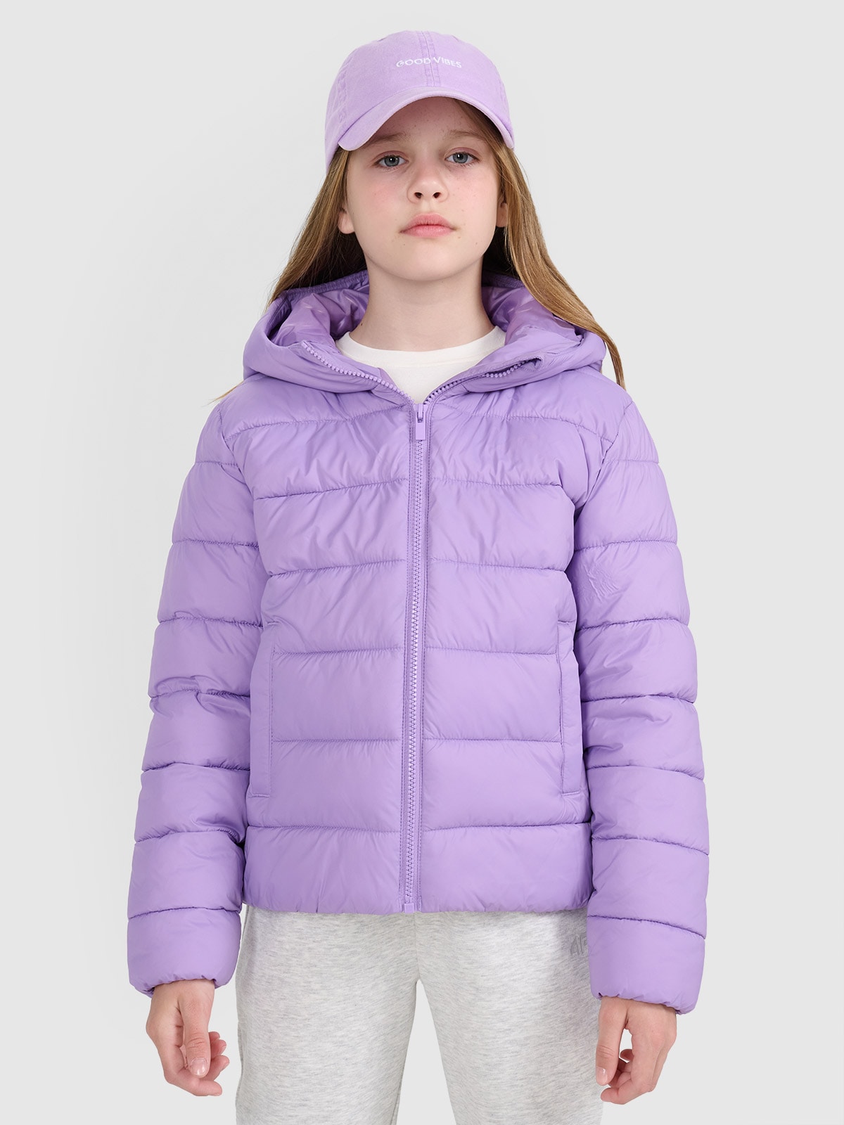 Striukė su sintetinių pūkų kamšalu mergaitėms - violetinė