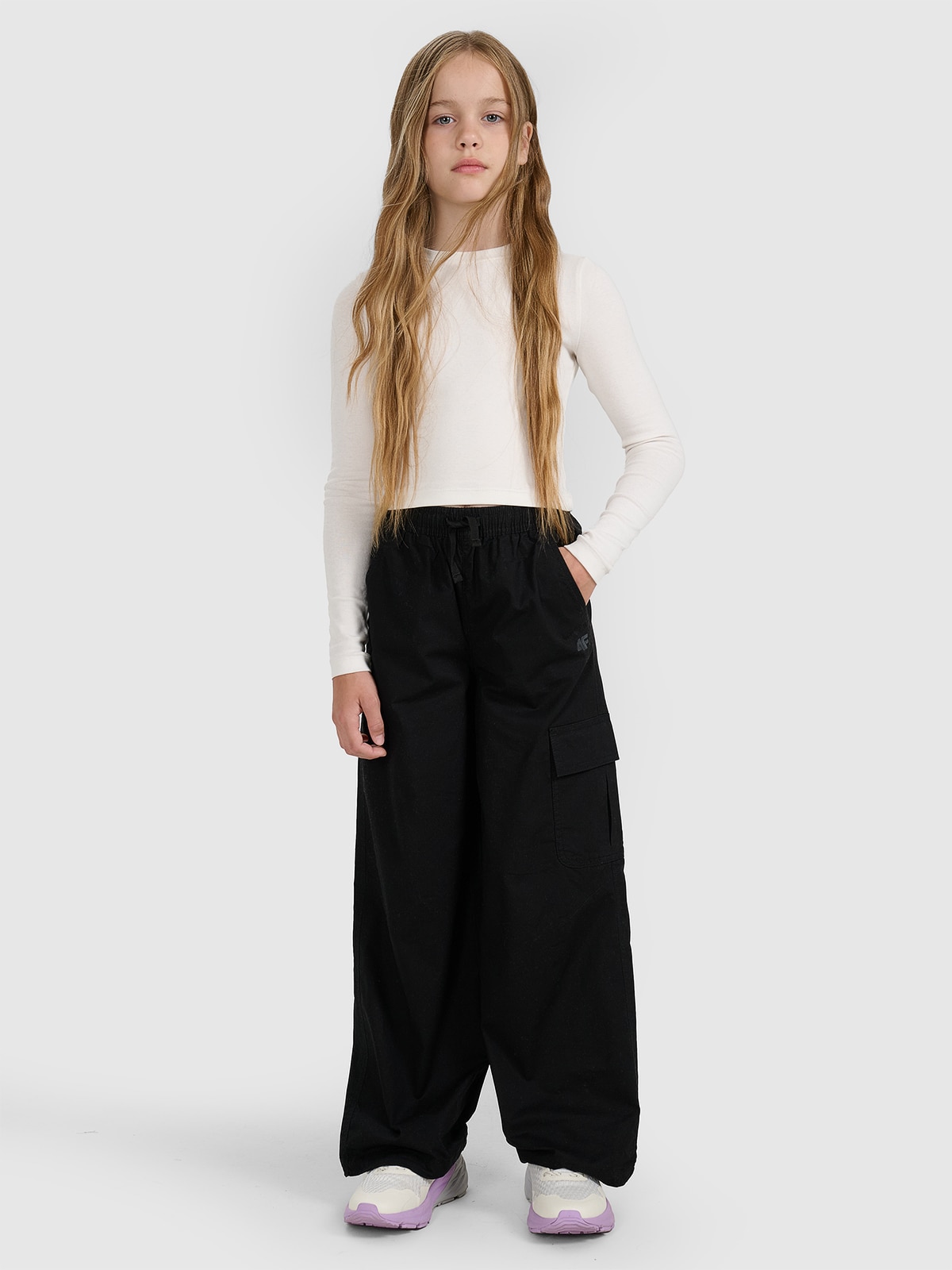 Casual cargo kelnės mergaitėms - juodos