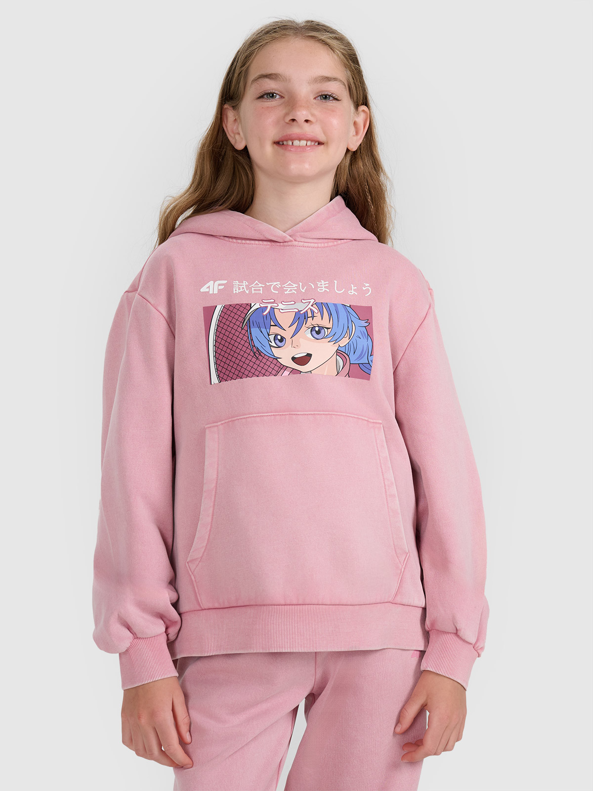 Sportinis neatsegamas, džemperis su gobtuvu mergaitėms - rožinis