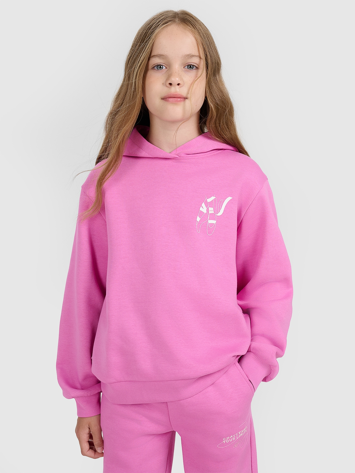 Sportinis neatsegamas, džemperis su gobtuvu mergaitėms - rožinis