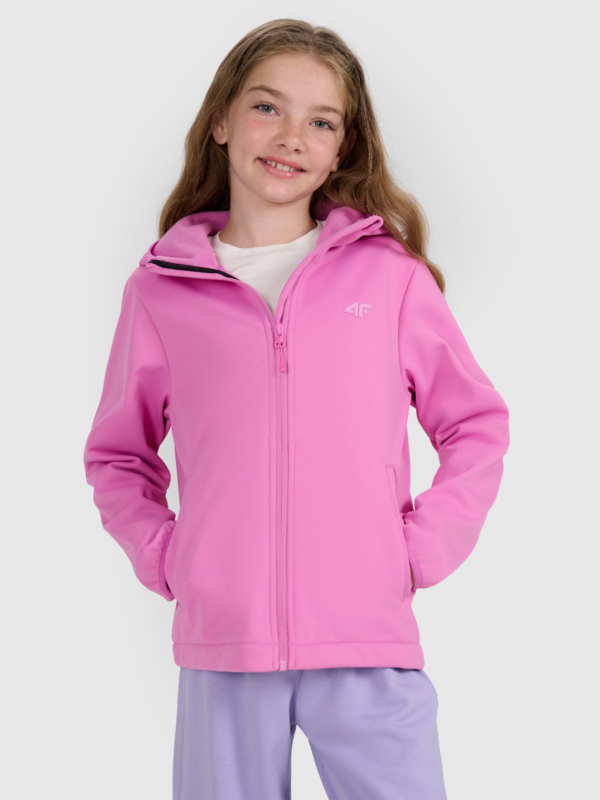 Softshell vėjui atspari striukė mergaitėms 5000 membrana - rožinė