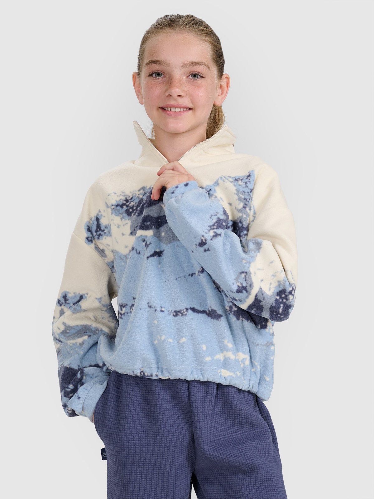 Flisas oversize su spauda mergaitėms - daugiaspalvis 