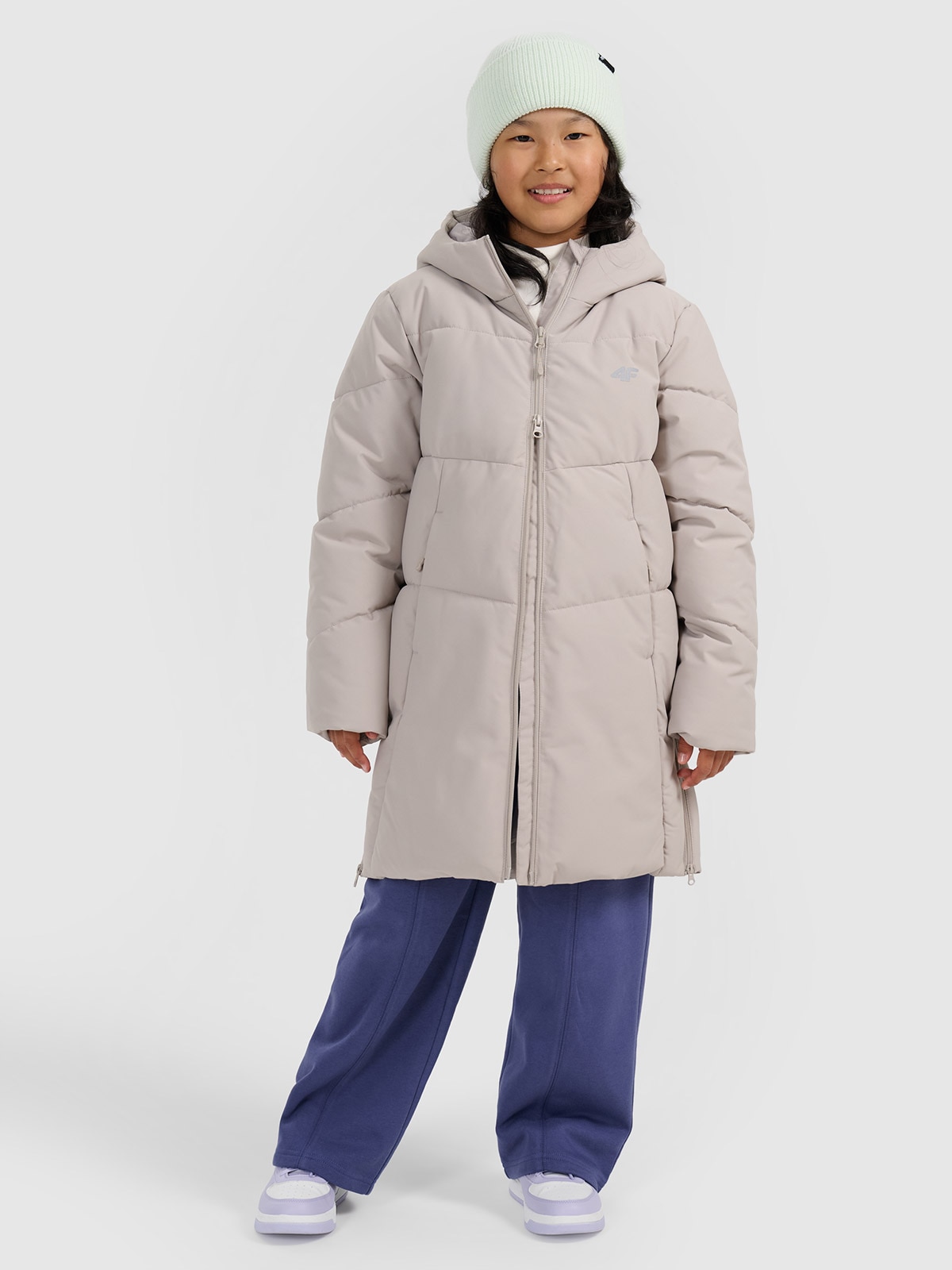 Žieminis paltas mergaitėms 5000 membrana - smėlio spalvos