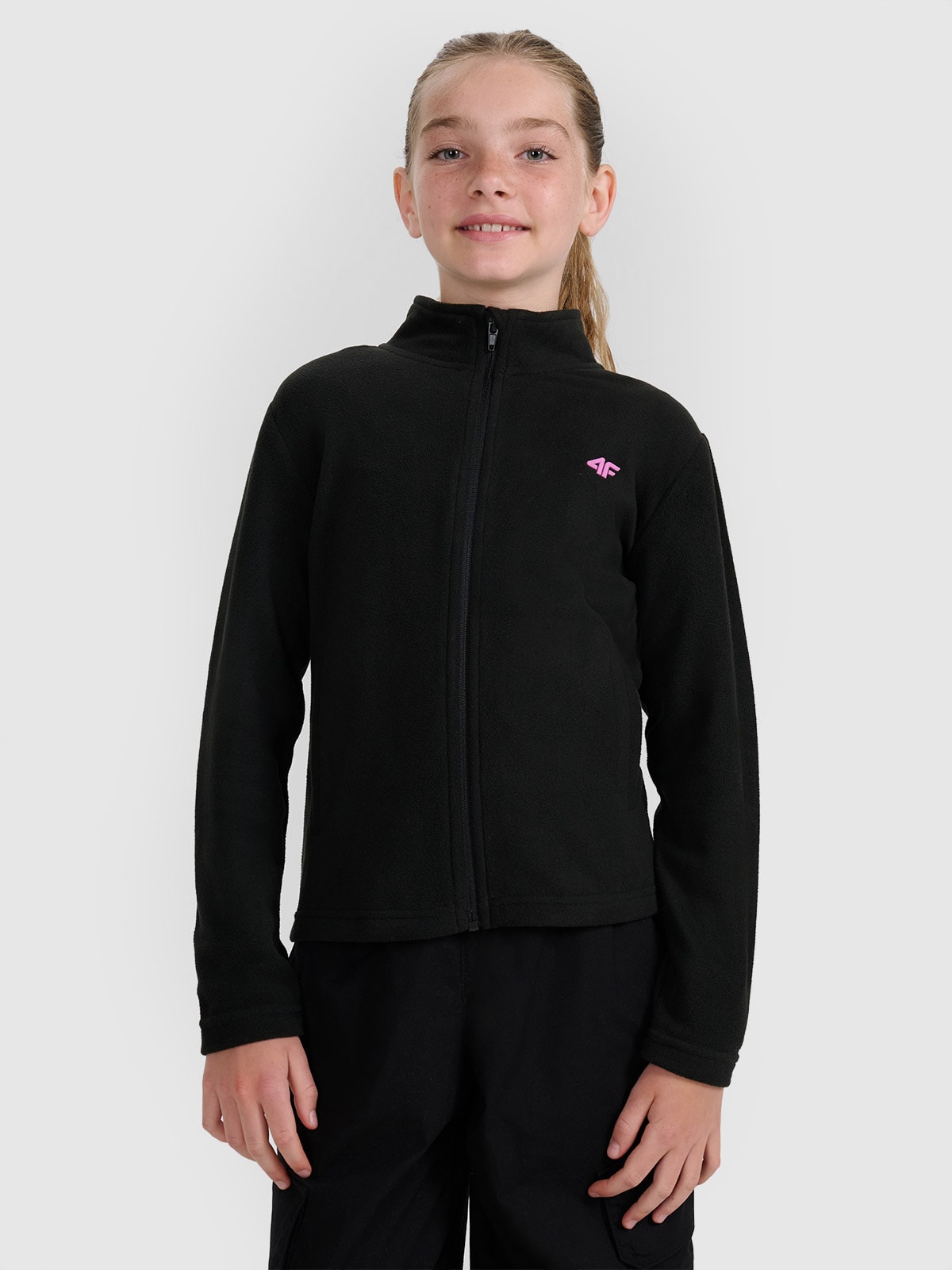 Flisas slim su apykakle mergaitėms -  juodas