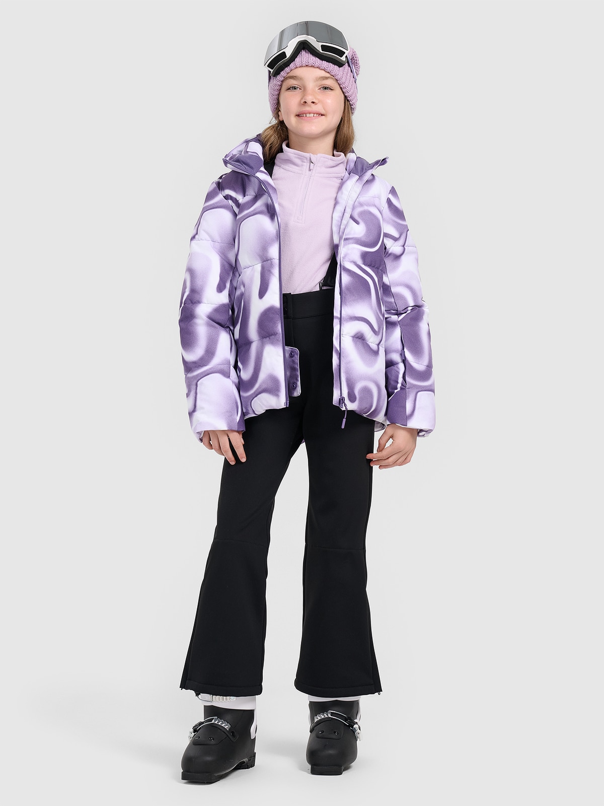 Slidinėjimo kelnės softshell su petnešomis mergaitėms 5000 membrana - juodos