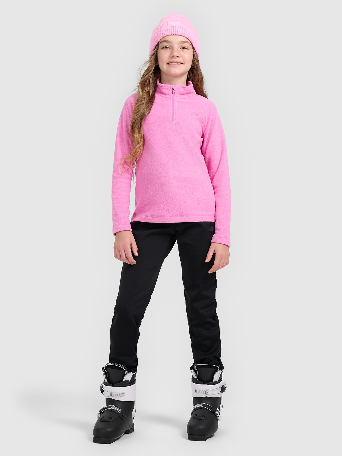 Slidinėjimo softshell kelnės su petnešomis mergaitėms 5000 membrana - juodos