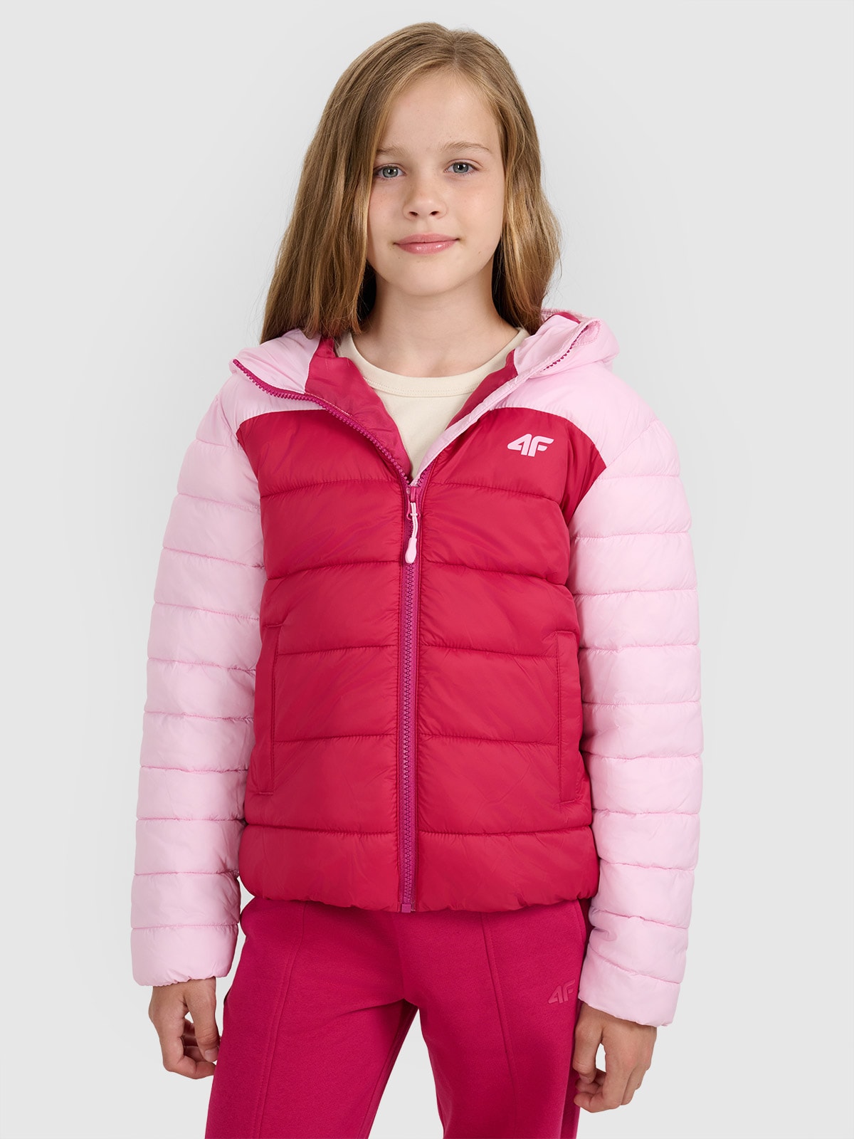 Striukė su sintetinių pūkų kamšalu mergaitėms - rožiniai