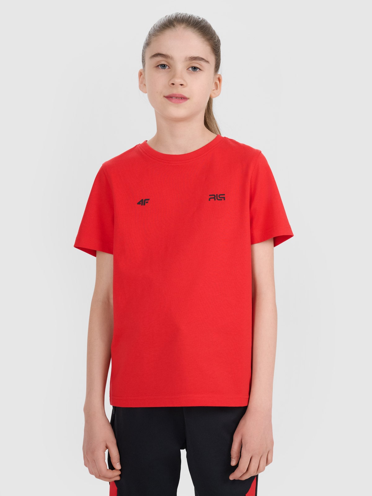 Vaikiški T-shirt regular marškinėliai 4F JUNIOR x Robert Lewandowski - raudoni