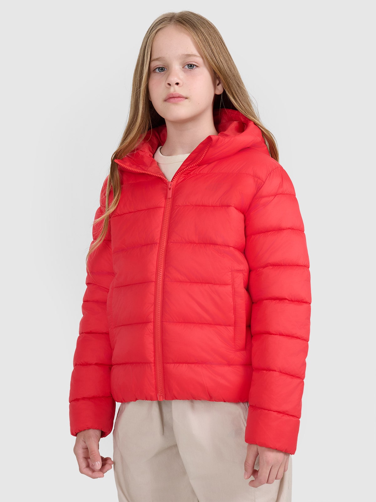 Striukė su sintetinių pūkų kamšalu mergaitėms - raudona