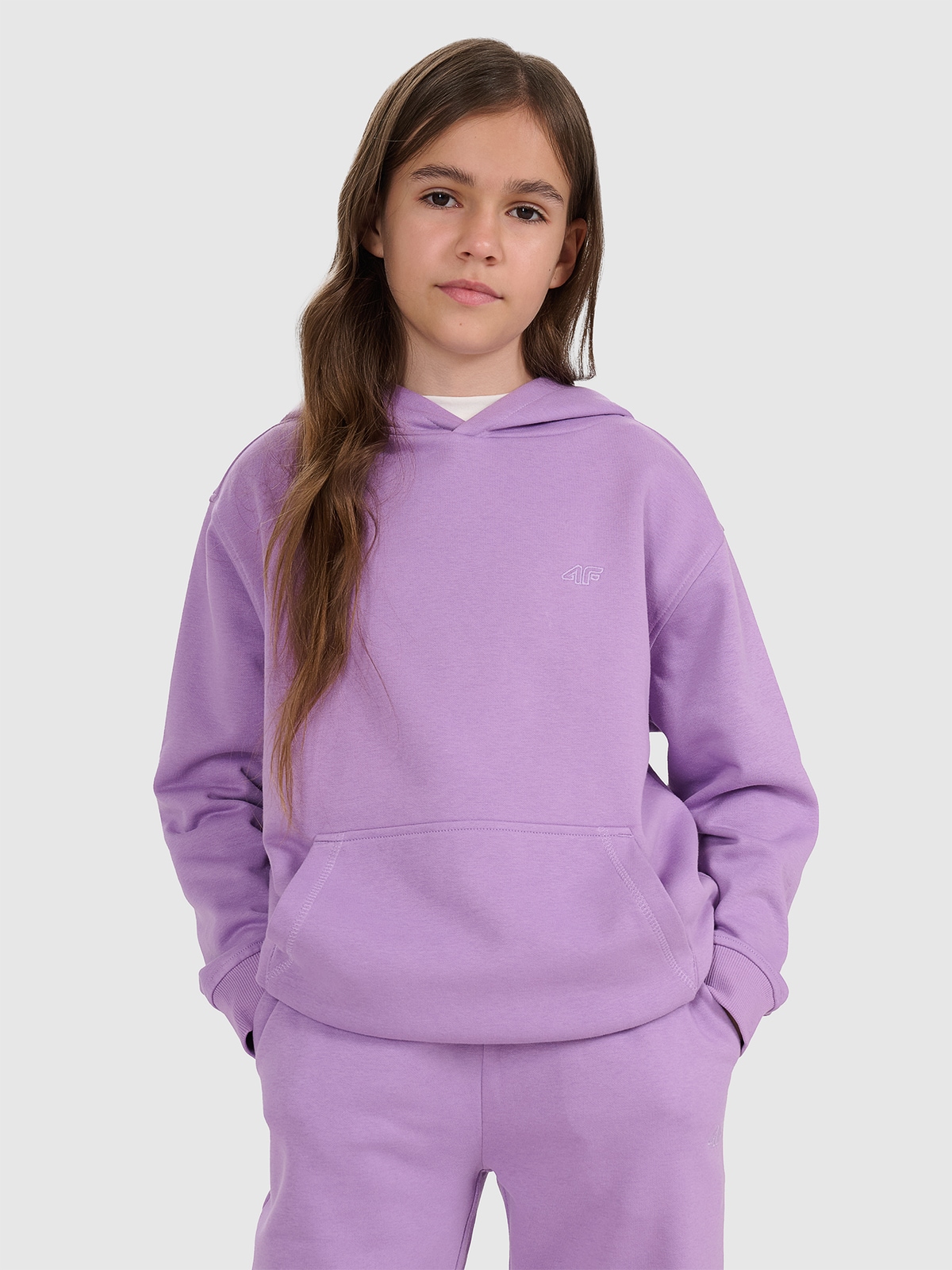 Sportinis neatsegamas, džemperis su gobtuvu mergaitėms - violetinis