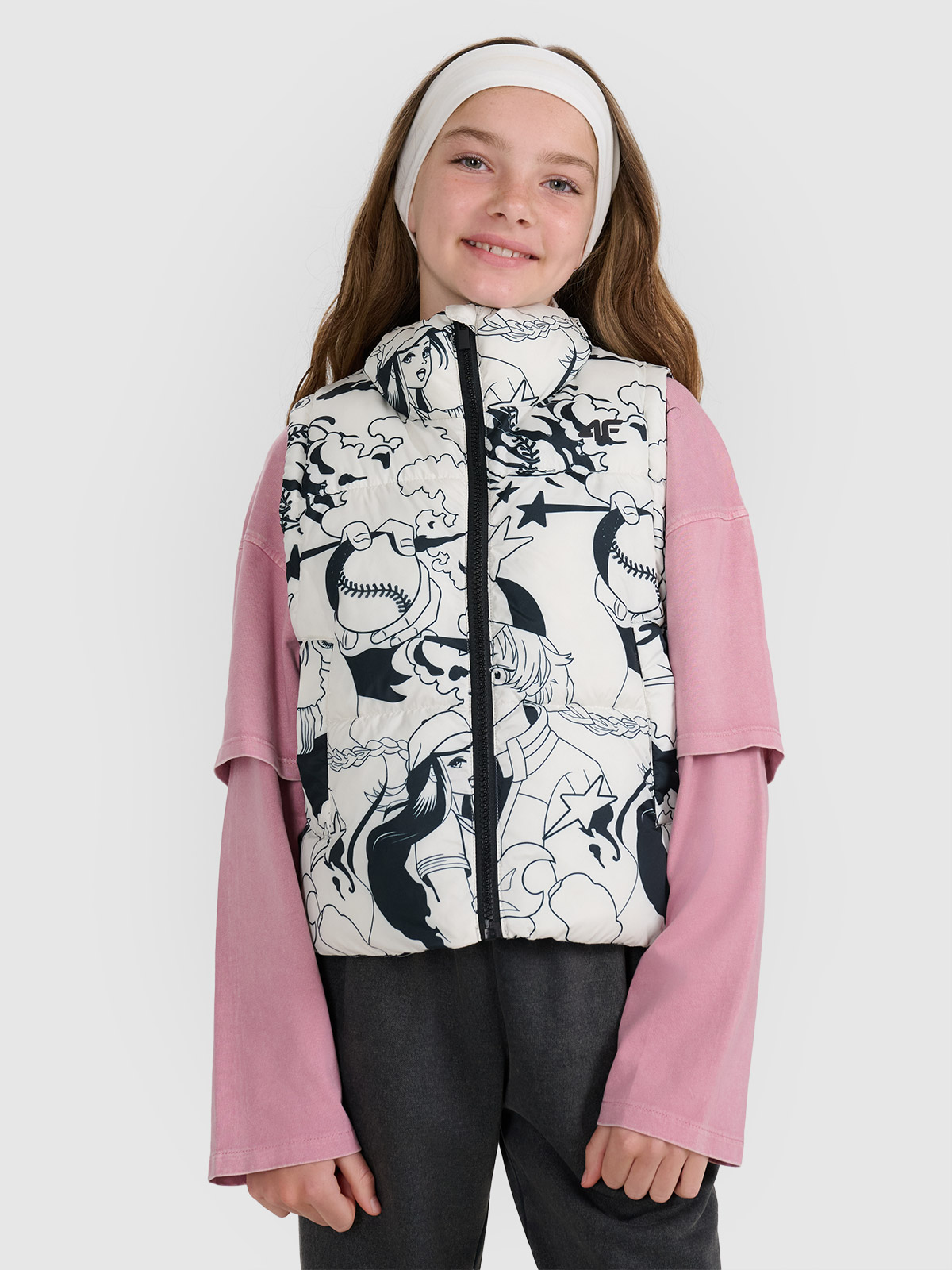 Berankovė striukė su sintetinių pūkų kamšalu mergaitėms - balta