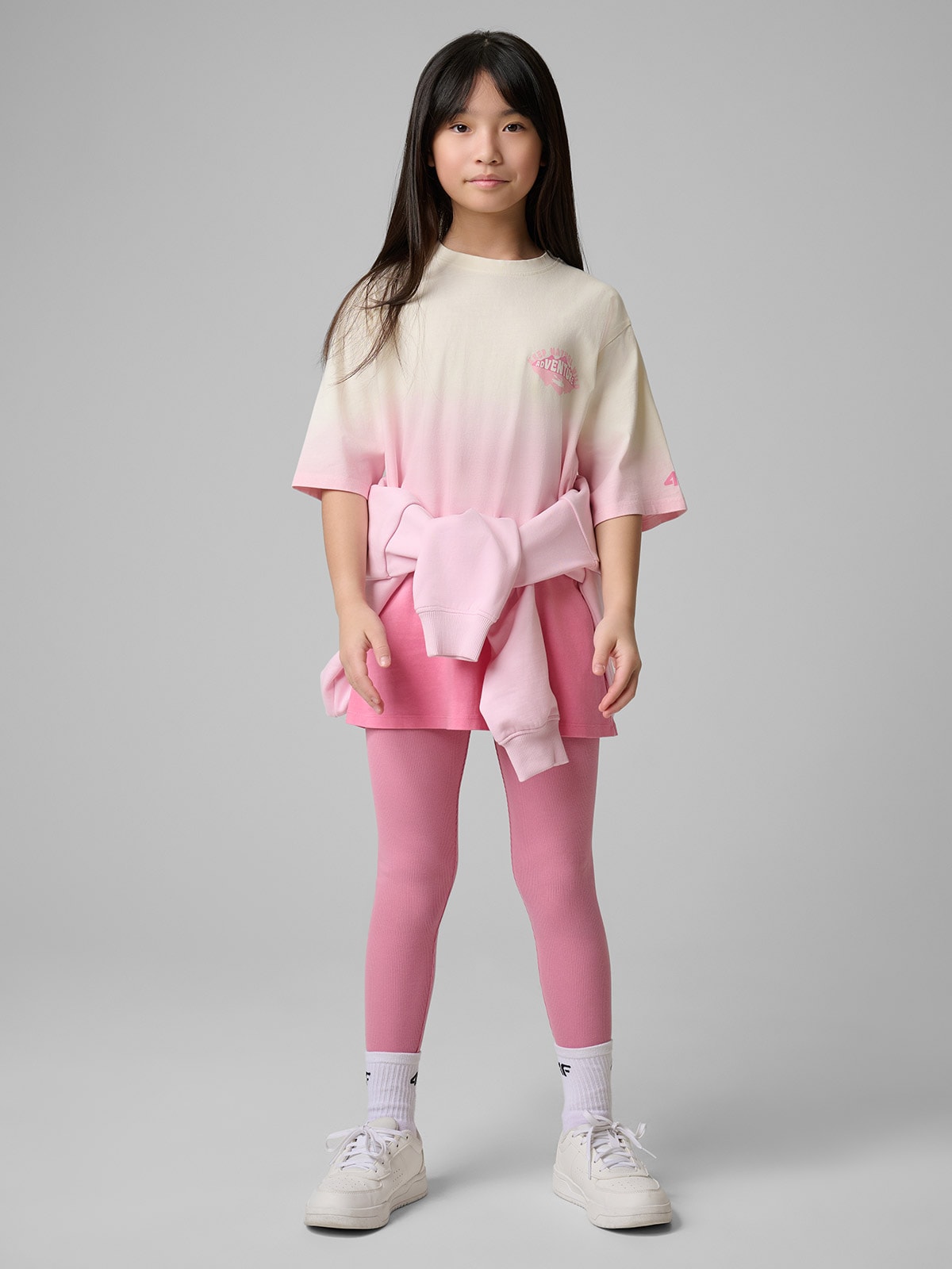 Dryžuotos tamprės mergaitėms - rožinės