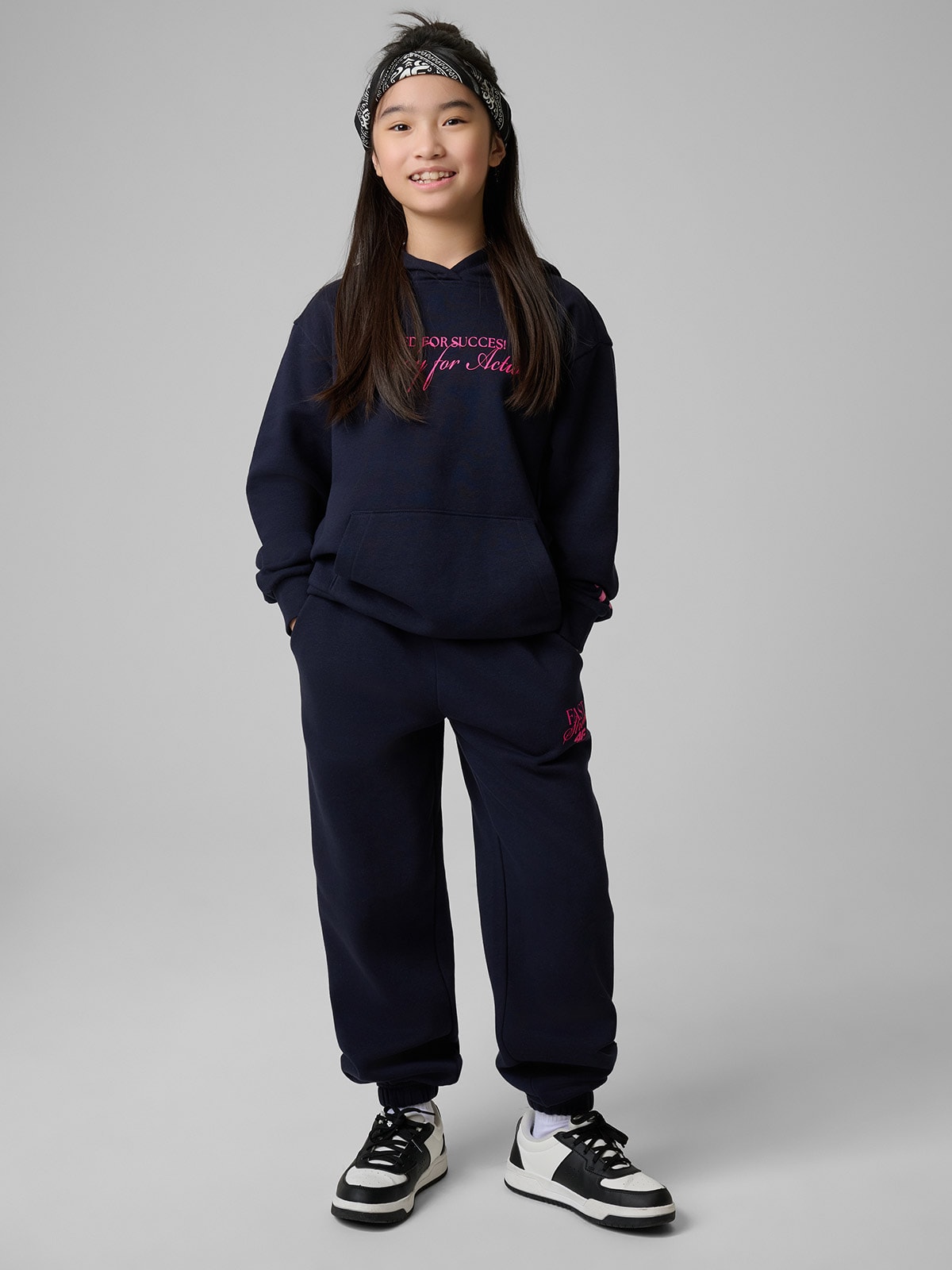 Sportinės jogger kelnės mergaitėms - tamsiai mėlynos