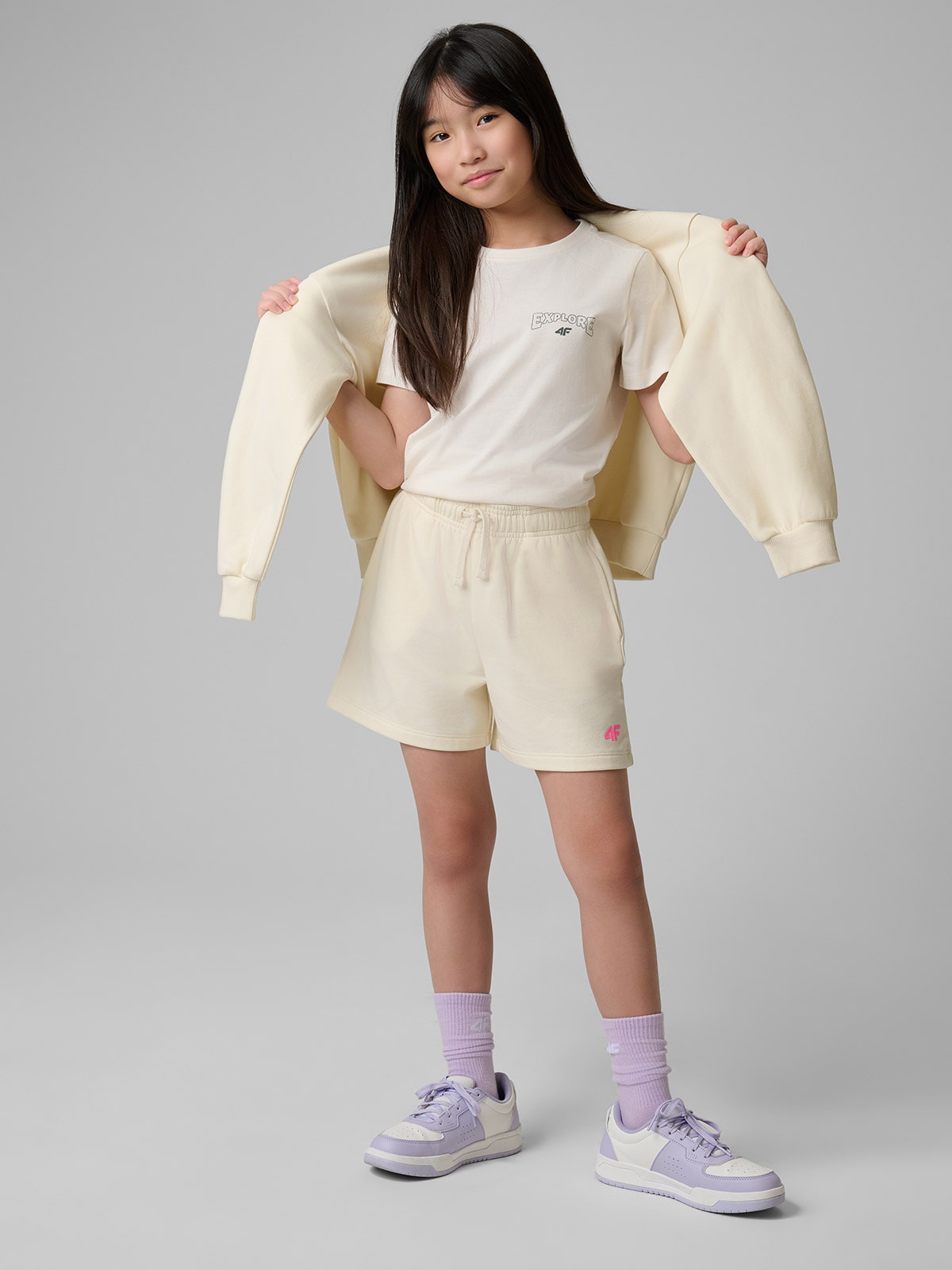 T-shirt regular marškinėliai su spauda mergaitėms - balti