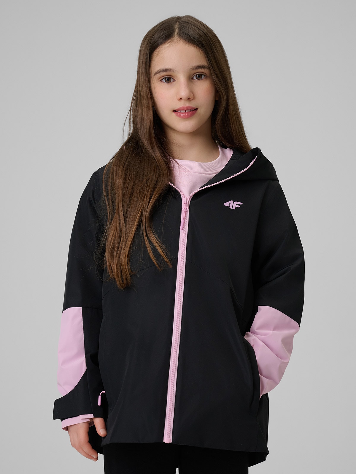 Slidinėjimo striukė mergaitėms 5000 membrana - juoda