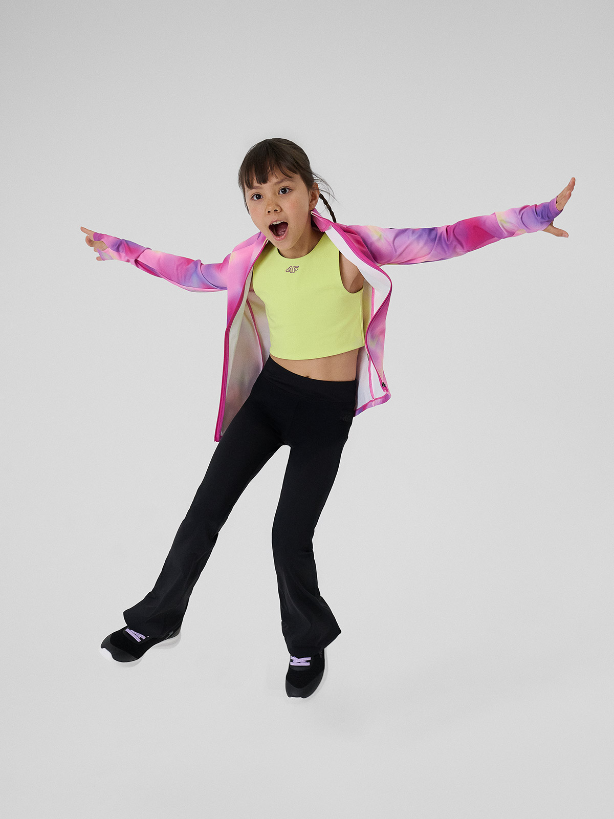 Sportinės tamprės su platesnėmis klešnėmis mergaitėms - juodos