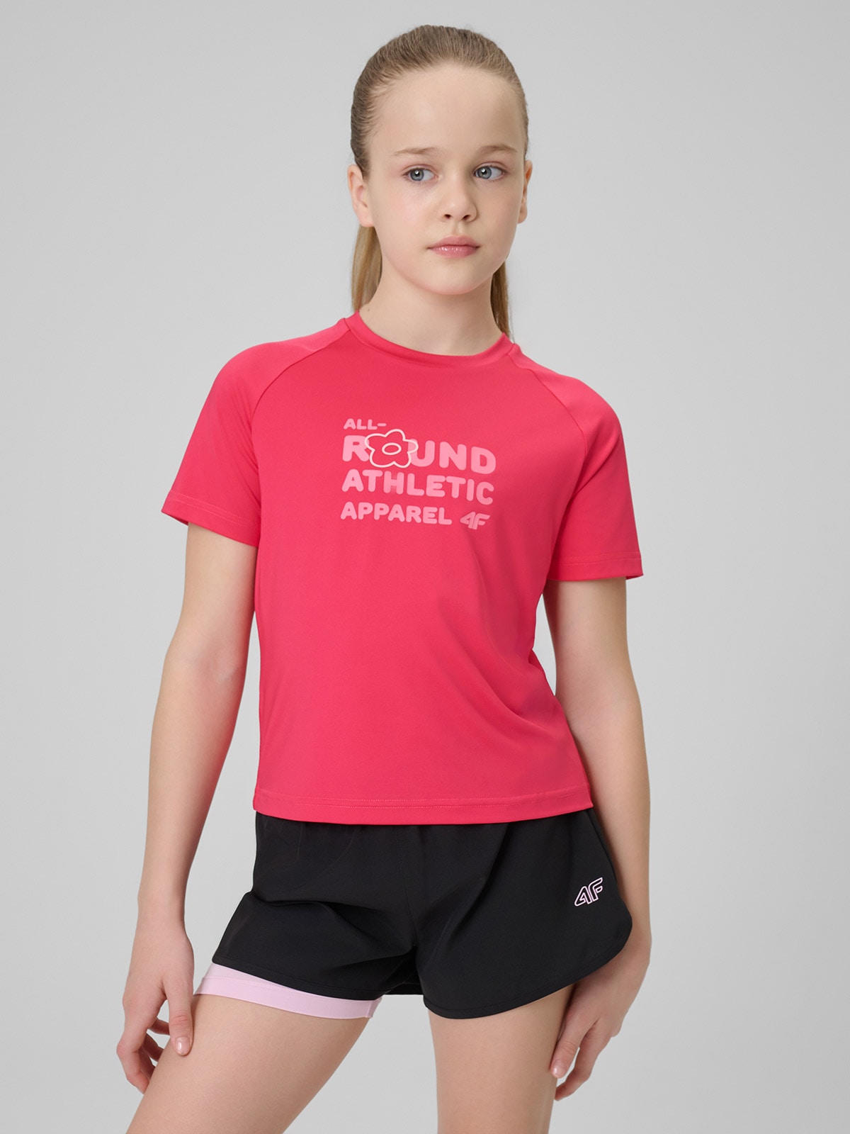 Sportiniai greitai džiūstantys marškinėliai mergaitėms - rožiniai