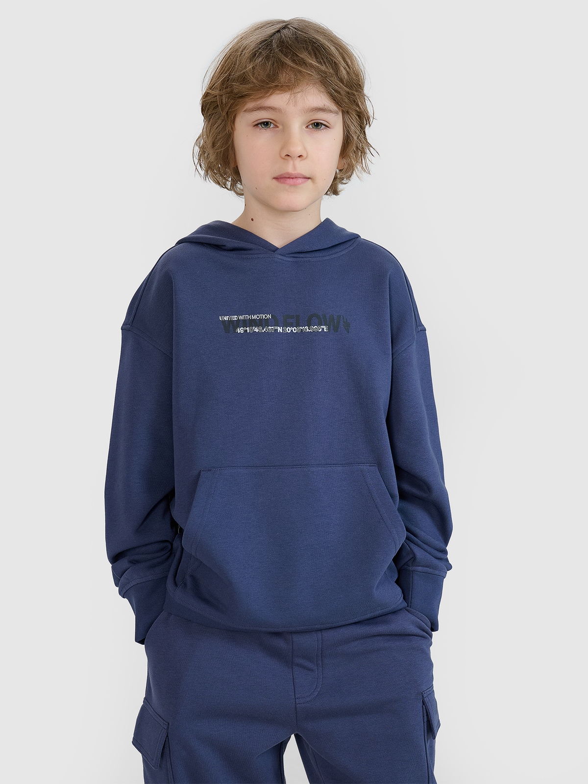 Sportinis neatsegamas džemperis su gobtuvu berniukams - pilkas