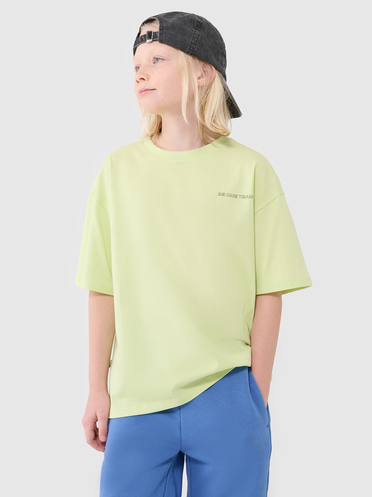 T-shirt oversize marškinėliai su užrašu berniukams - žali