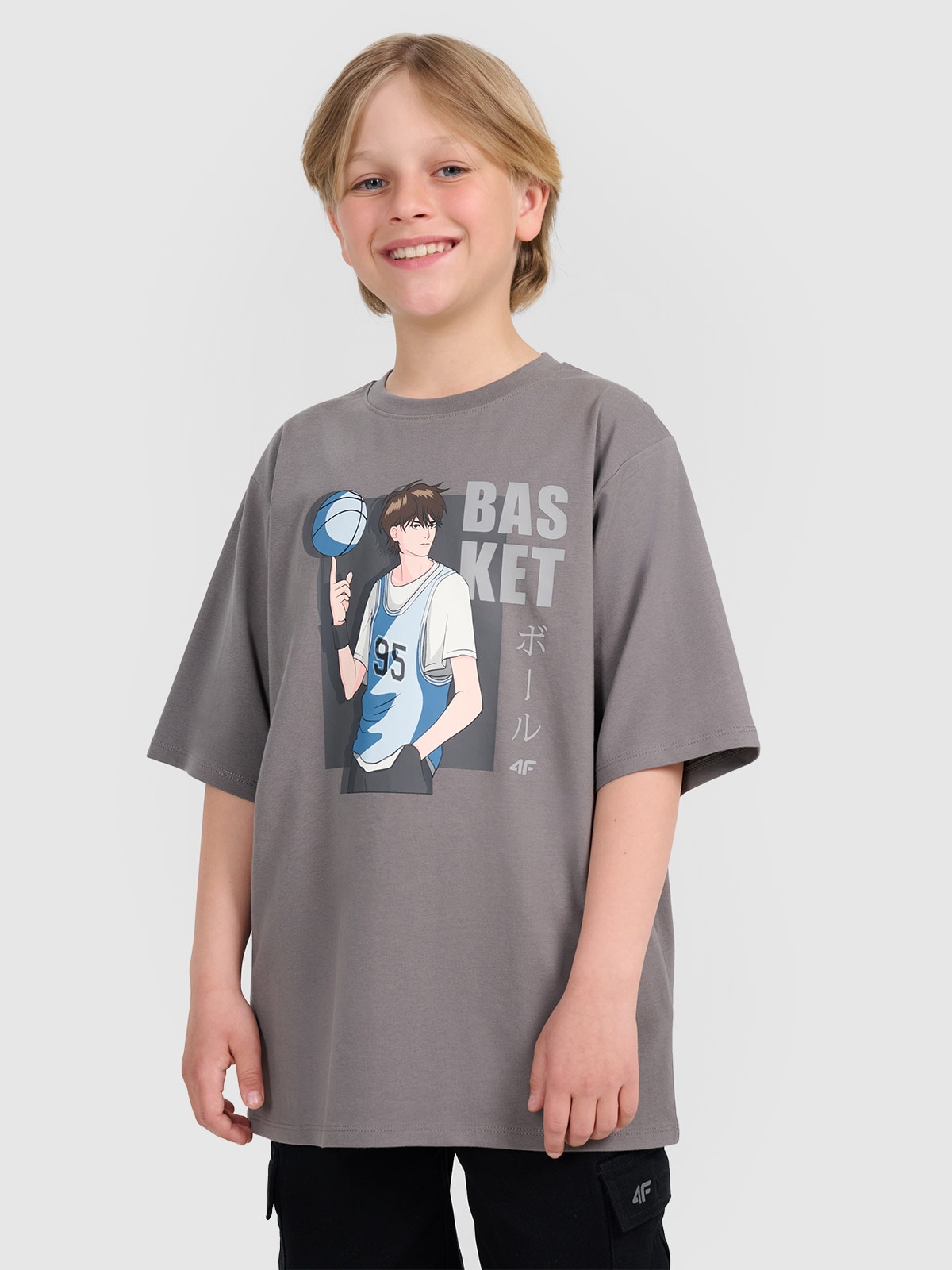 T-shirt oversize marškinėliai berniukams - pilki