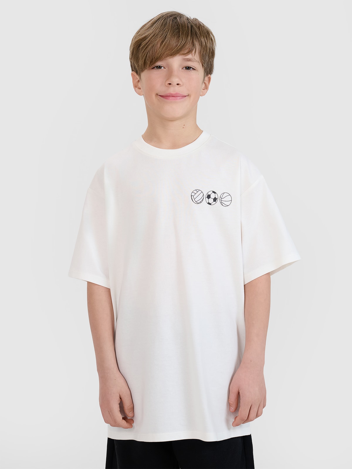 T-shirt oversize marškinėliai berniukams - balti