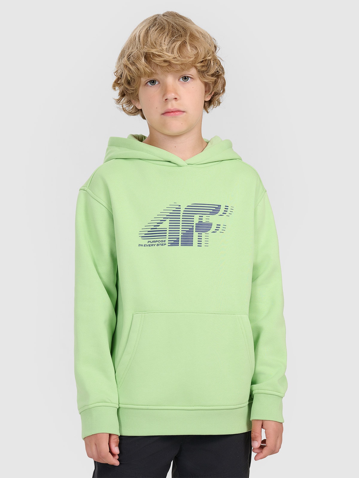 Sportinis neatsegamas džemperis su gobtuvu berniukams - žalias