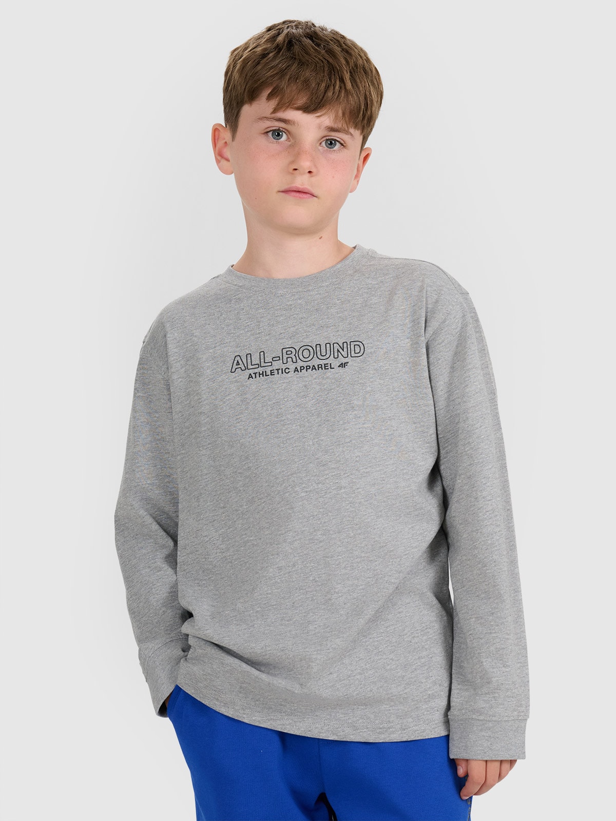 Longsleeve regular marškinėliai su spauda berniukams - pilki