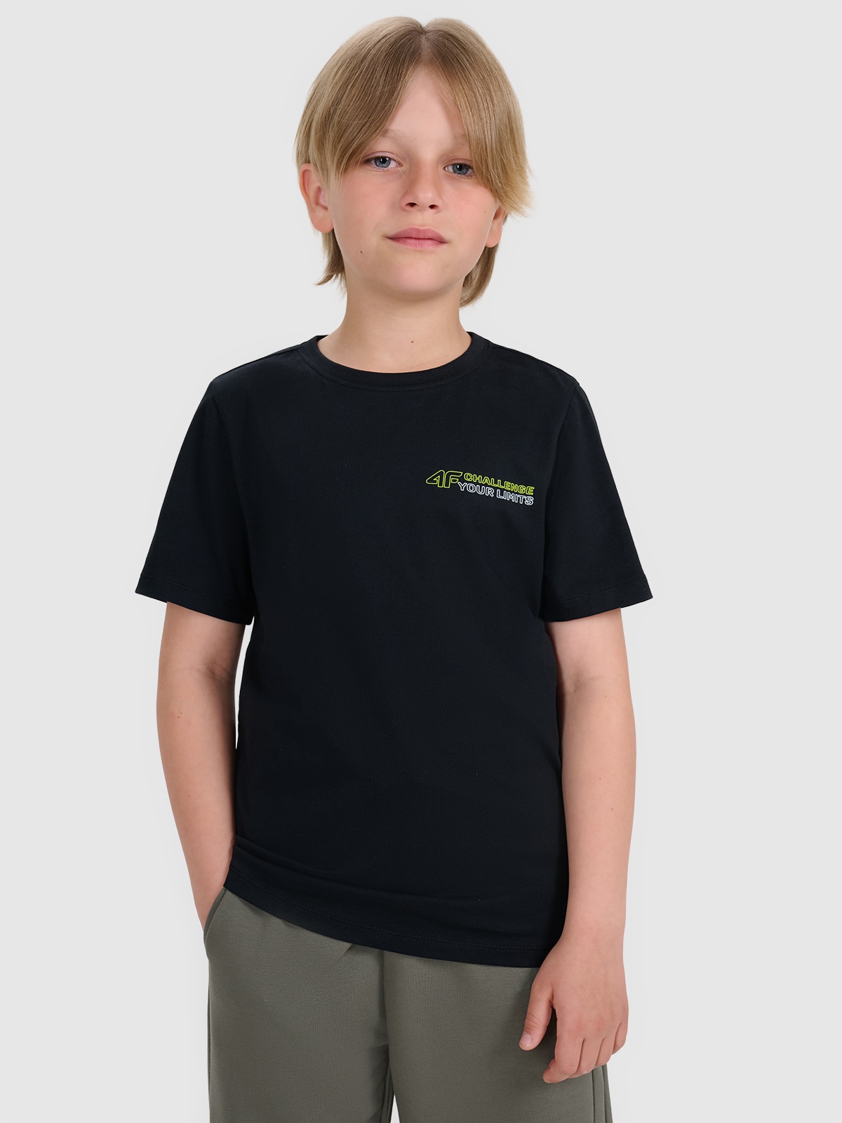 T-shirt regular marškinėliai su spauda berniukams - juodi