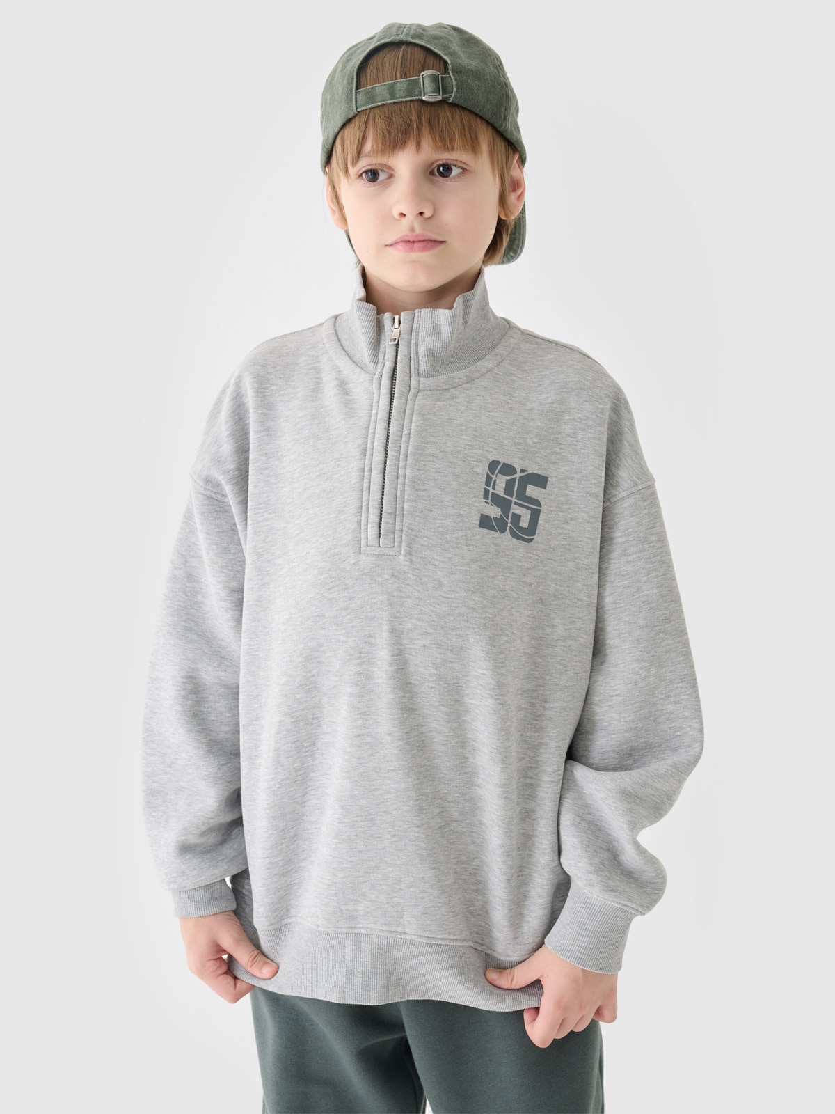 Sportinis neatsegamas džemperis be gobtuvo berniukams - pilkas