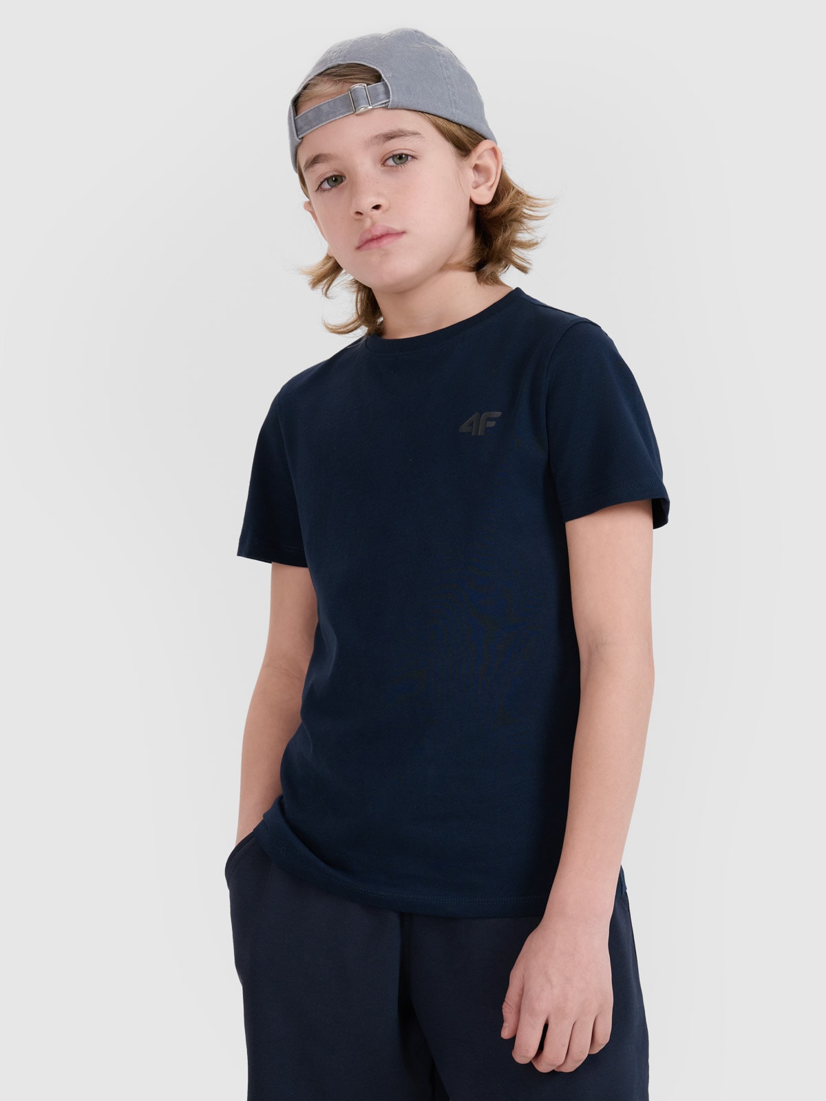 T-shirt regular lygus marškinėliai berniukams - tamsiai mėlyni