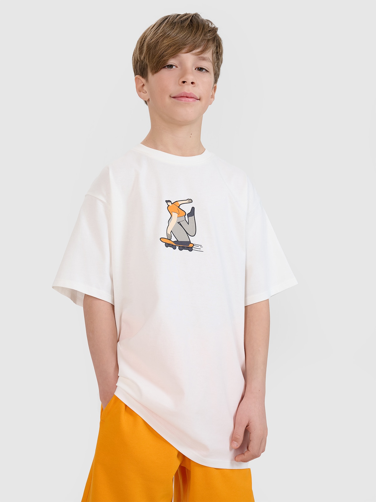 T-shirt oversize marškinėliai berniukams - balti