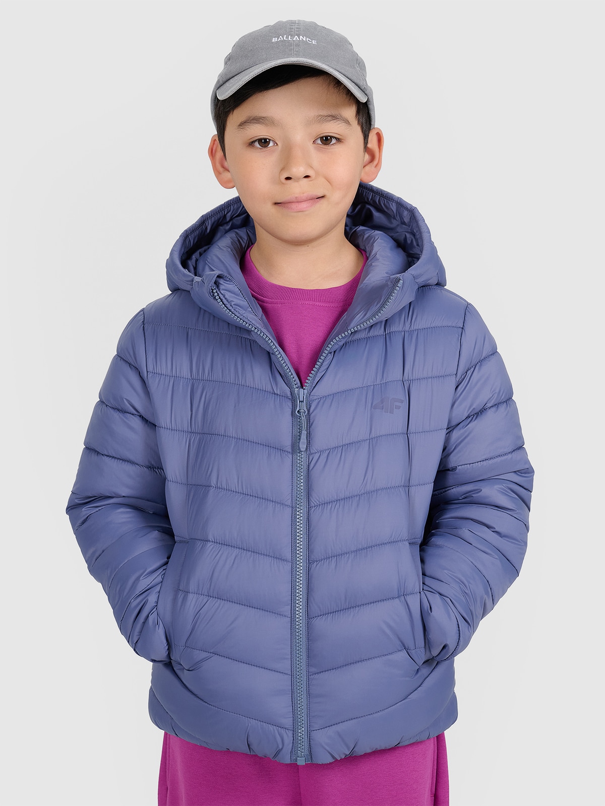 Pūkinė striukė su sintetiniu kamšalu berniukams - tamsiai mėlyna