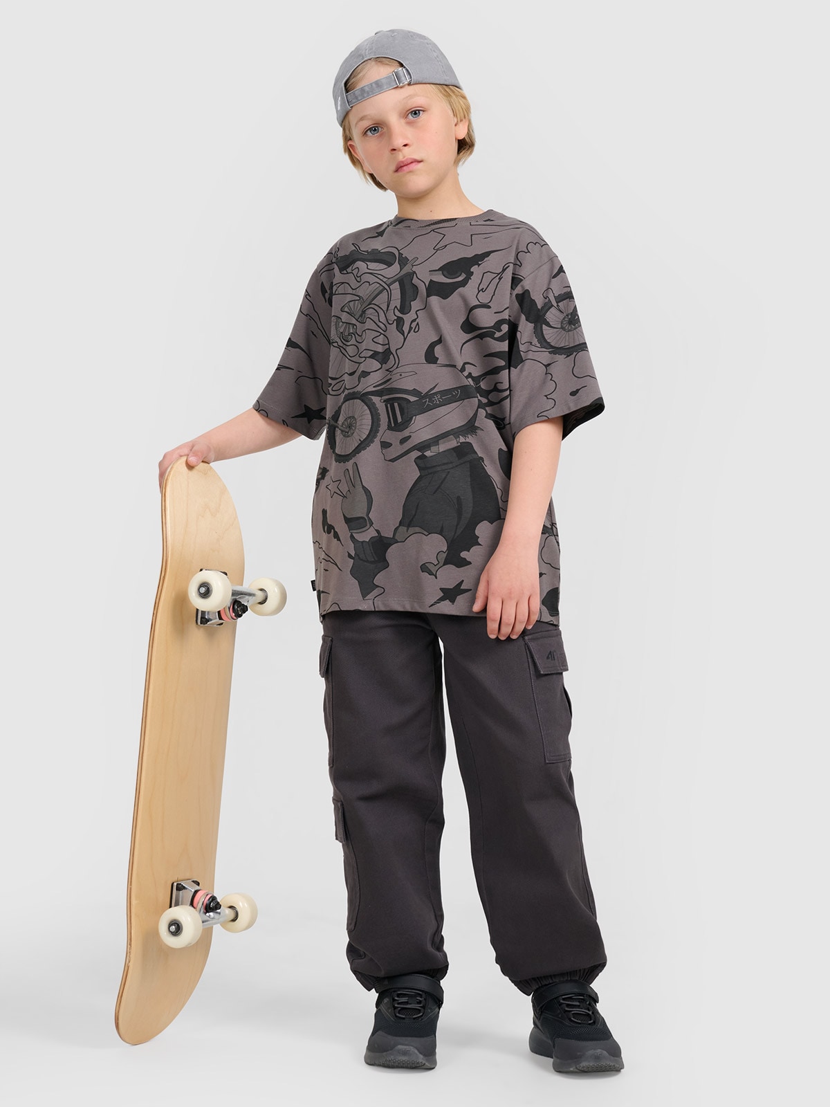 Casual cargo kelnės berniukams - pilkos