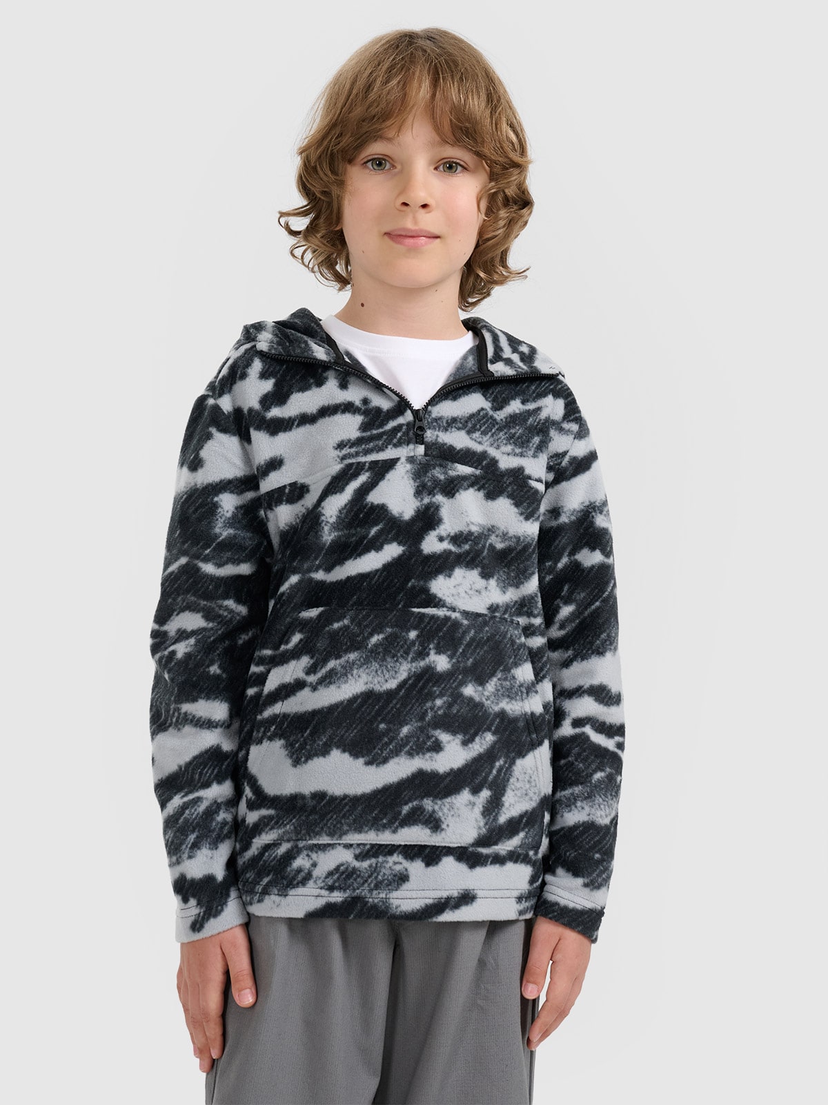 Regular flisas su gobtuvu berniukams - daugiaspalvis