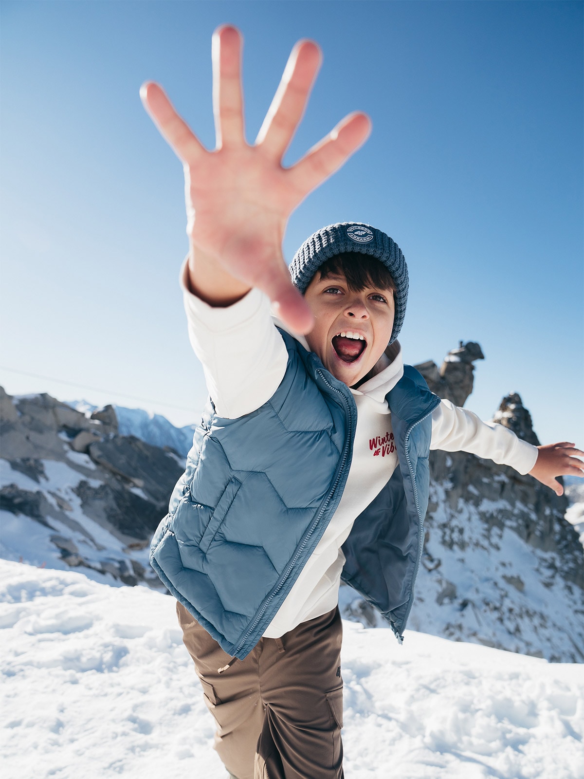 Vyriška pūkinė berankovė striukė su sintetiniu kamšalu berniukams - tamsiai mėlyna