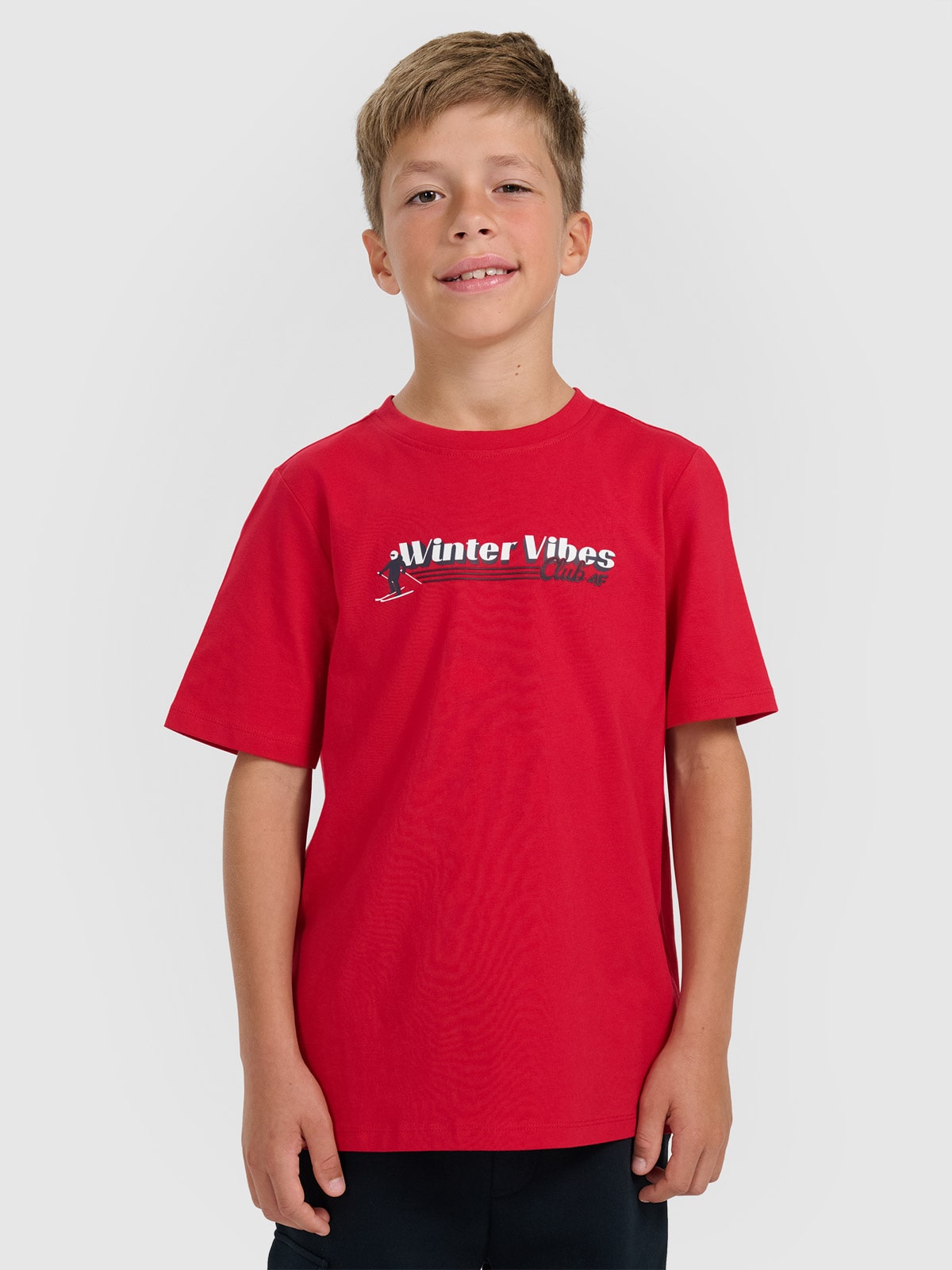 T-shirt regular marškinėliai su spauda berniukams - raudoni