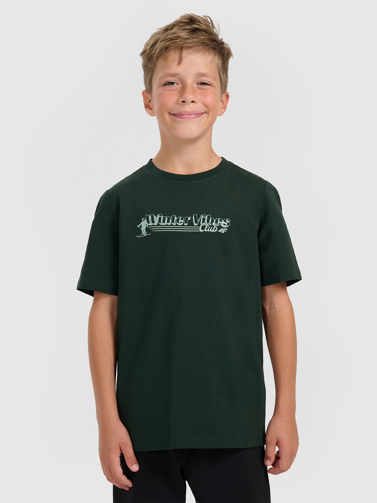 T-shirt regular marškinėliai su spauda berniukams - žali