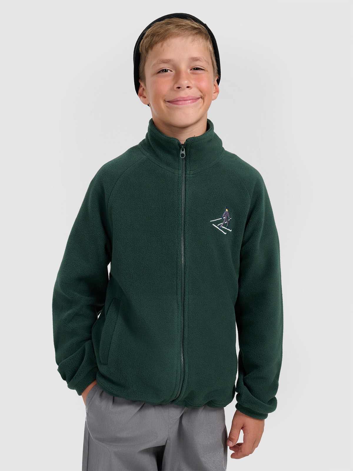 Regular flisas su apykakle berniukams - žalias