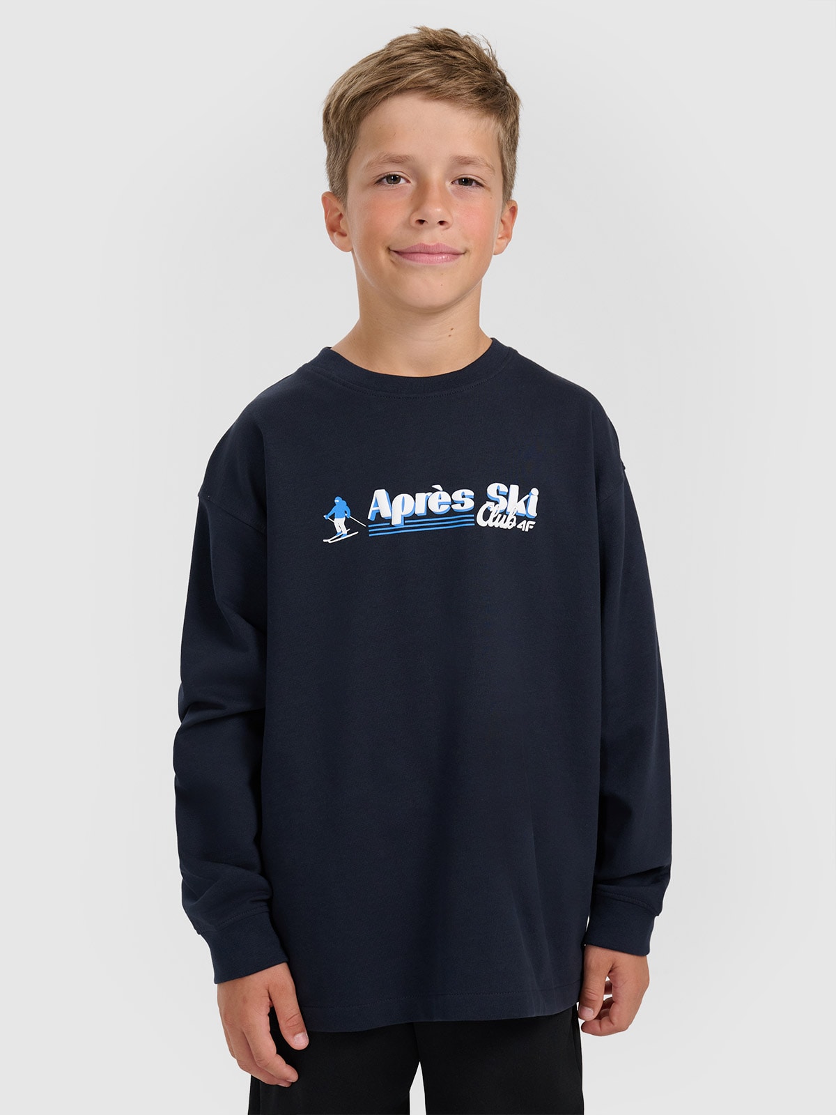 Vyriški Longsleeve regular marškinėliai su spauda - tamsiai mėlyni